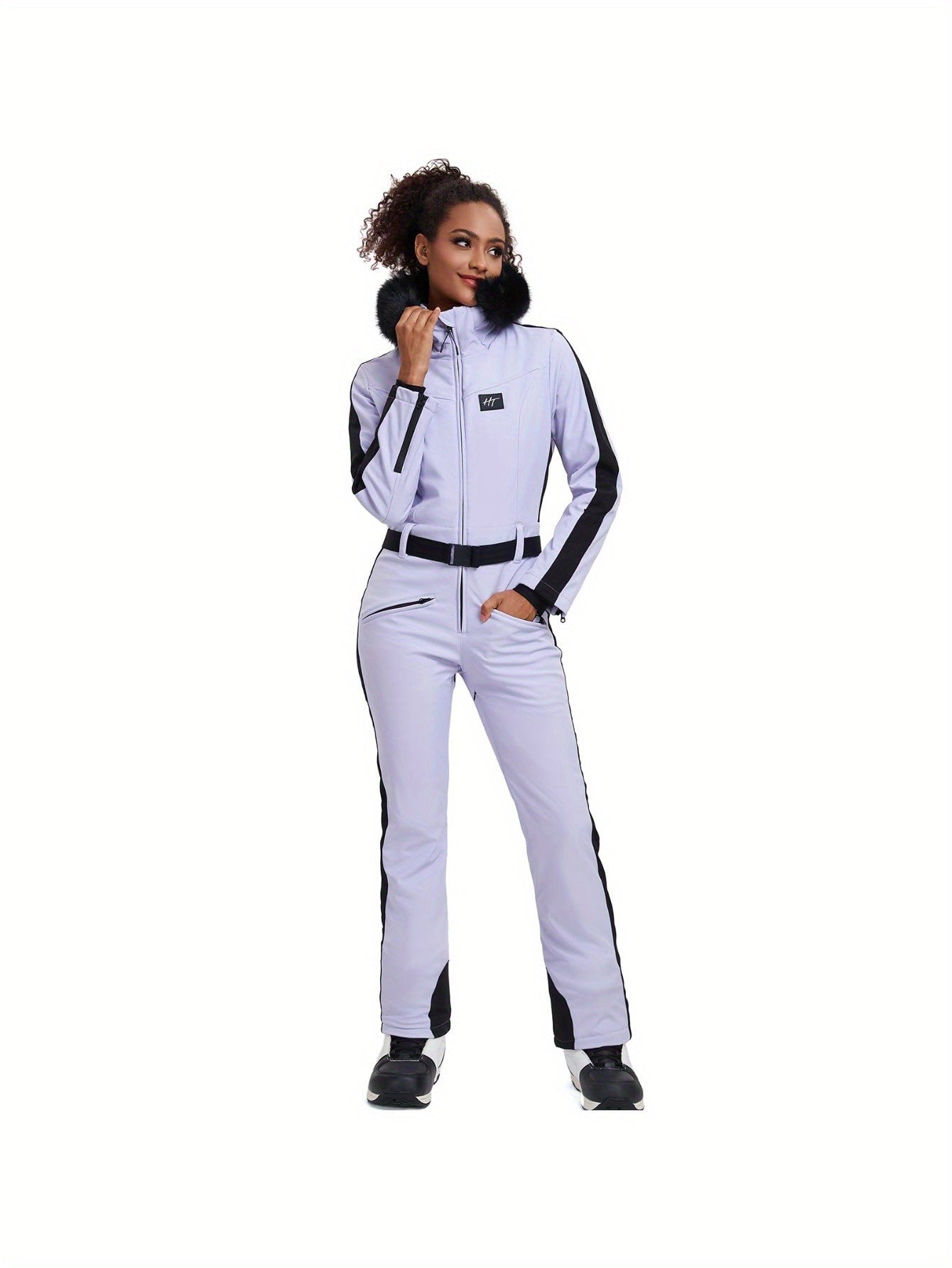 Skisuit Dames – Skipak – Skioverall – Ski Jumpsuit – Wintersport Overall – Waterafstotend Polyester – Met Capuchon – Lavender XS