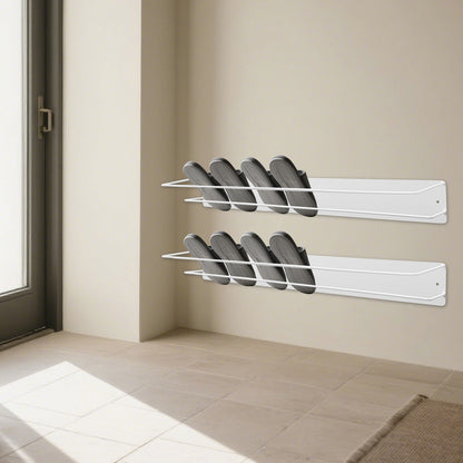 2-Tier/2pcs Wall-Mounted Shoe Rack - Heavy-Duty Iron Shoe Shelf with Space-Saving Vertical/Horizontal Shoe Organizer, Easy Assembly, - Modern for /Office - Holds Sneakers, Boots, (Assembly Required)