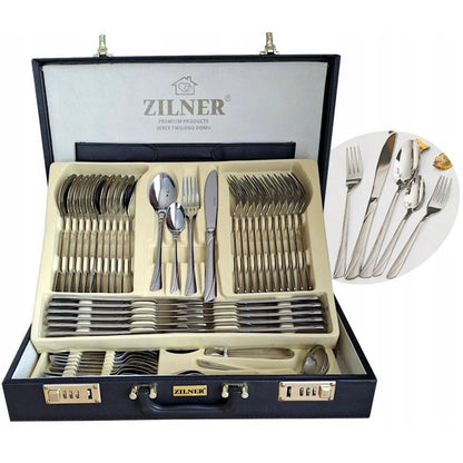 Cutlery in The Case | 72pcs | 12 People | Stainless Steel | Fork | Spoon | Knife | Ideal As a Gift | Case | ZL6507