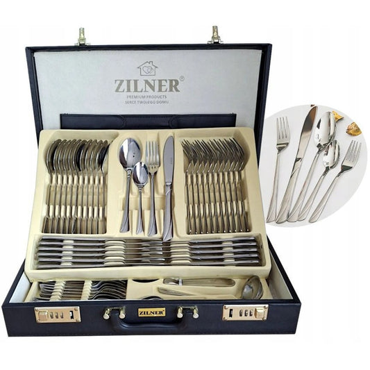 Cutlery in The Case | 72pcs | 12 People | Stainless Steel | Fork | Spoon | Knife | Ideal As a Gift | Case | ZL6507