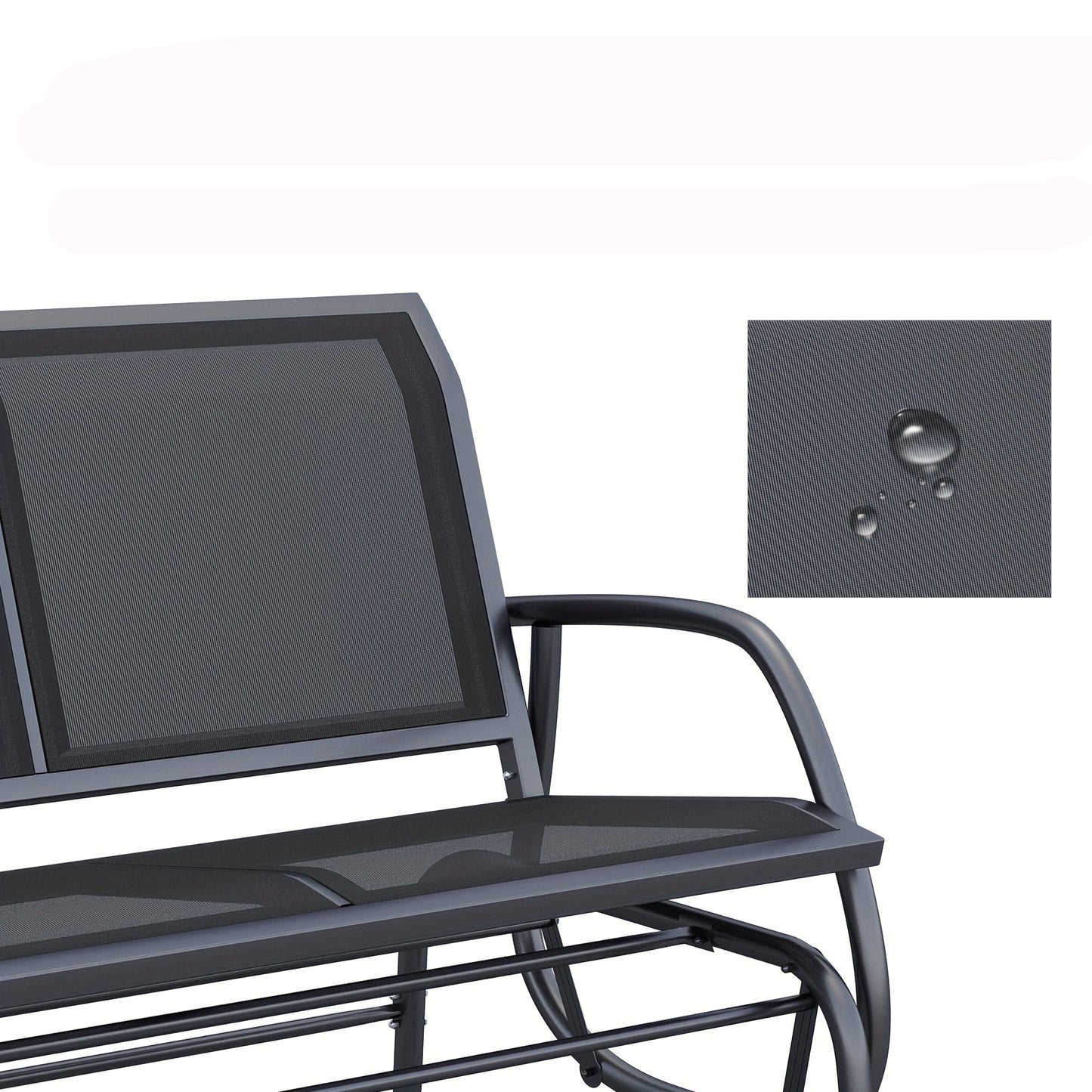 Tuinstoel – Tuinbank – Schommelstoel – Buitenbank – Outdoor Meubel – 2 Persoons – Stalen Frame – Zwart