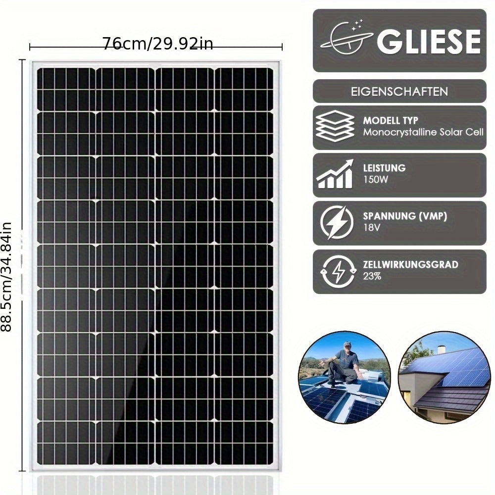 150W Zonnepaneel Set – Zonnecel Module – Zonne-energie Systeem – Off-grid Solar Kit – 12V Solar Panel – Met 40A MPPT Controller – Lichtgewicht Aluminium Frame