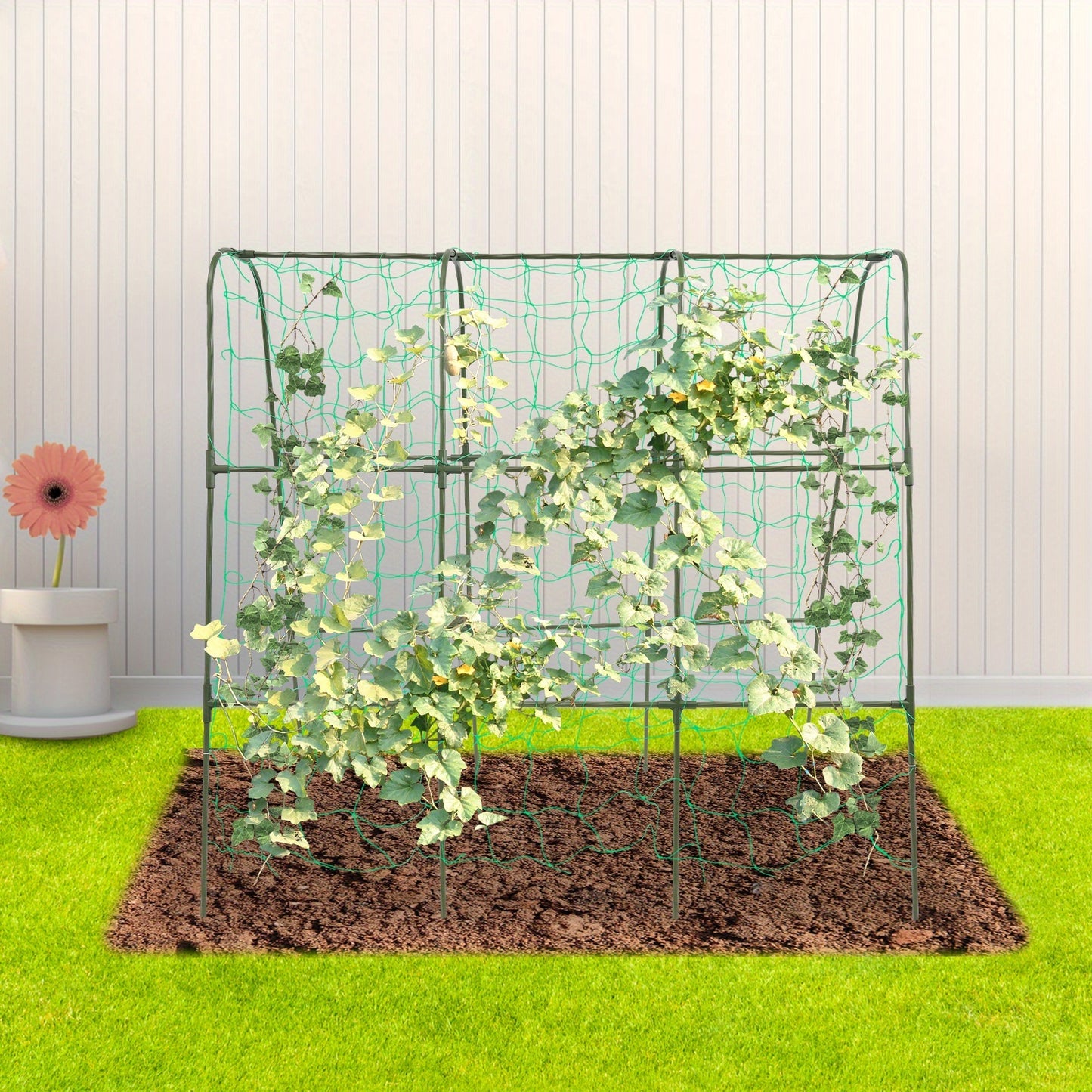 Tuinboog – Rozenboog – Klimboog – Plantenboog – Rankhulp – Stalen Klimtuinboog 120x120 cm – PE-Gecoate Buis – Stevige Poten – Weerbestendig Groen