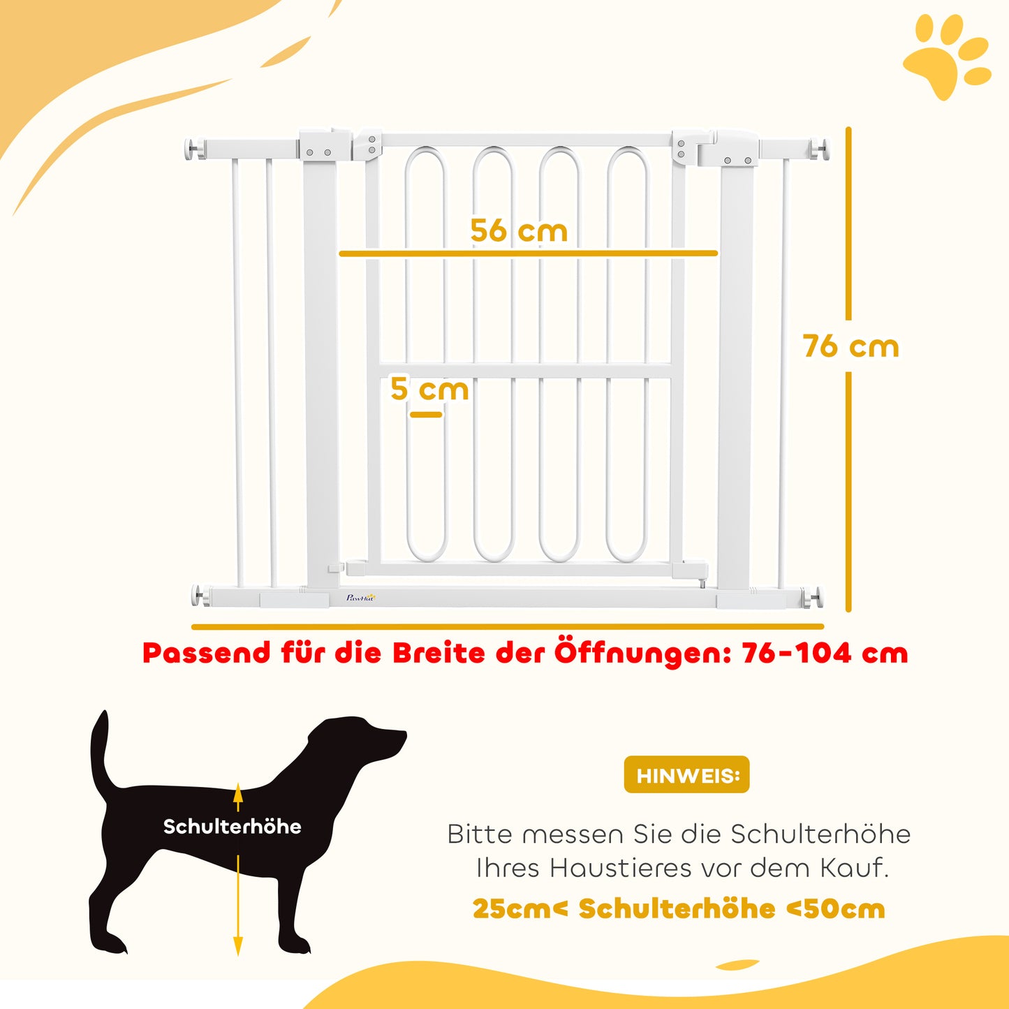 Hondenpoort – Hondenhek – Huisdierenbarrière – Traphekje – Veiligheidshekje – Verstelbaar 76-104 cm – Drukmontage Zonder Boren