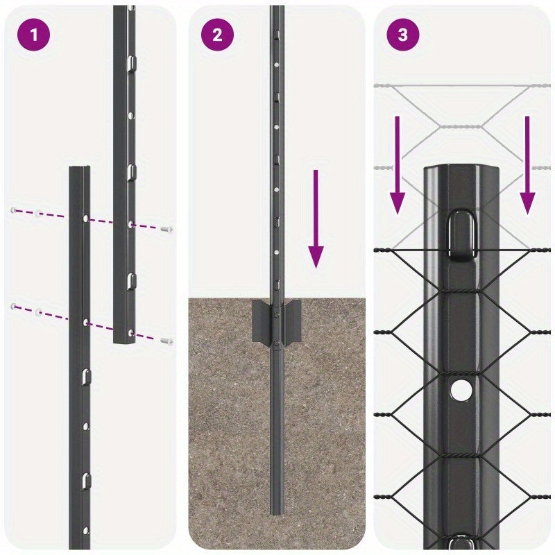 Schuttingpaal – Tuinpalen – Tuinhout – Hekwerkpaal – Staalpaal – Grijs – 140 cm Lengte – Hexagonaal U-Profiel
