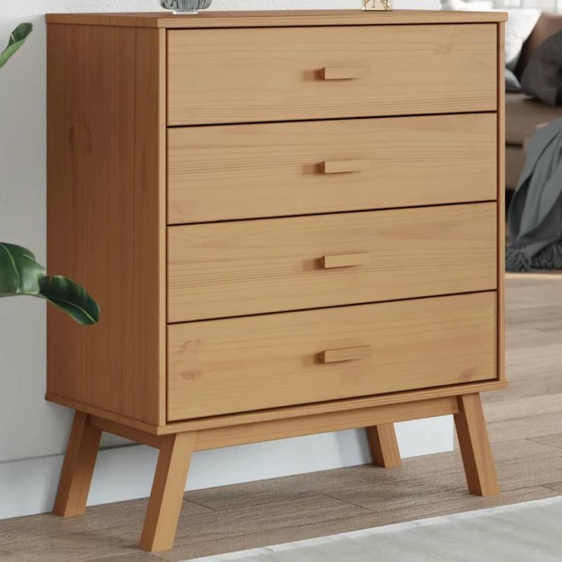 4-Drawer Large Wood Storage Cabinet with Lockable Drawers & Open Shelf - Modern Minimalist Brown Oak-like Heavy-Duty Organizer, Easy Assembly Cabinet for Bedroom, Living Room, Office - Sturdy Wood (Lock, Storage Cabinets