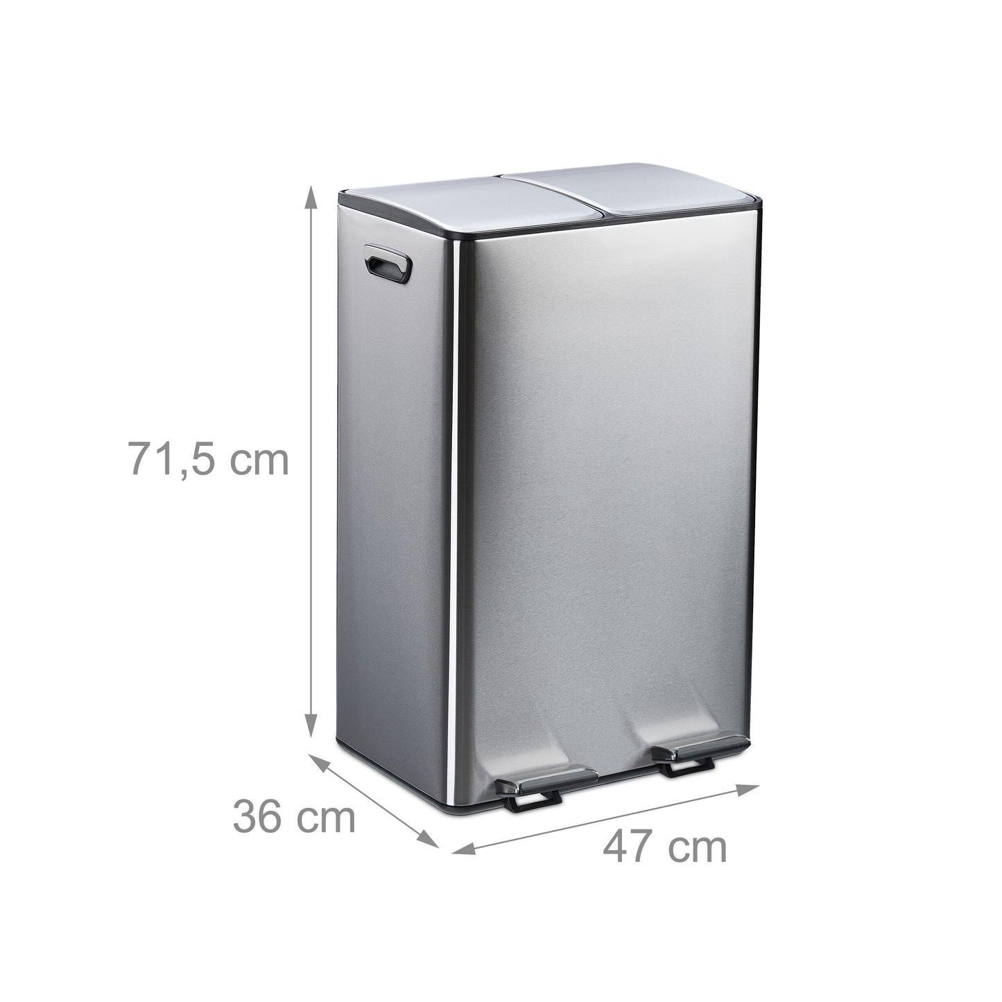 Trash Can in Silver/Black - 2x 30 Liter