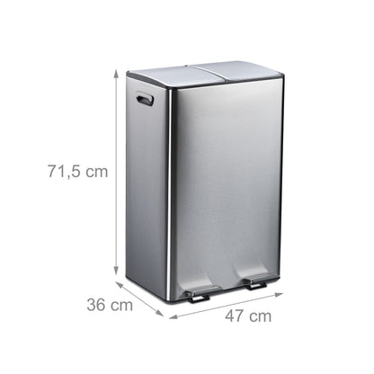 Trash Can in Silver/Black - 2x 30 Liter