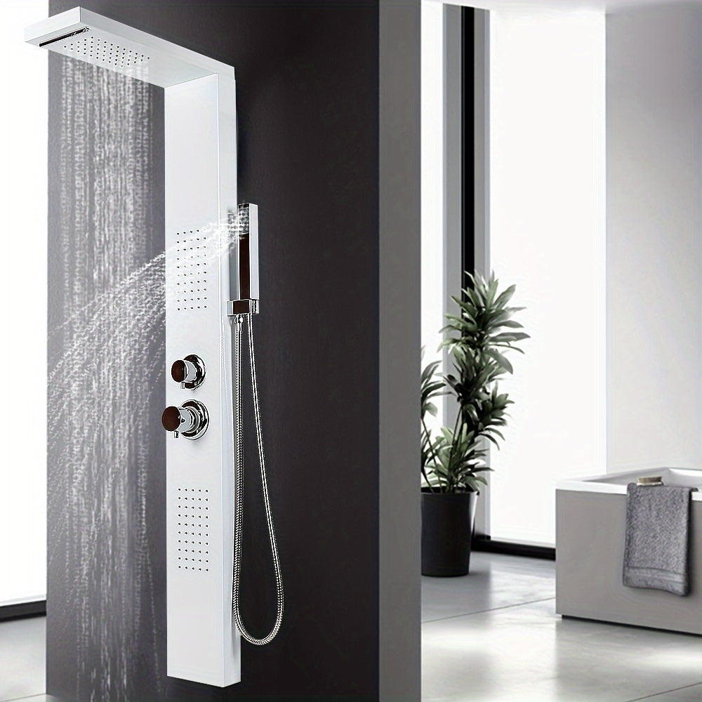 Douchepaneel – Douchekolom – Regendouche – Wandpaneel – Handdouche – 4-Functies – 130 cm Hoog – Duurzaam Corrosiebestendig Materiaal - Wit