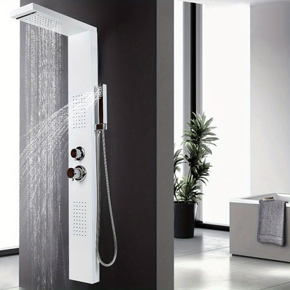 Douchepaneel – Douchekolom – Regendouche – Wandpaneel – Handdouche – 4-Functies – 130 cm Hoog – Duurzaam Corrosiebestendig Materiaal - Wit