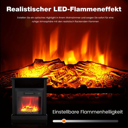 Elektrische Haard – Vuurtafel – Haardkachel – Sfeerkachel – Vuurkorf – Realistisch 3D Vlammenbeeld – Verwarming 1800-2000W voor 30 m² – Vrijstaand Zwart Met Mantel