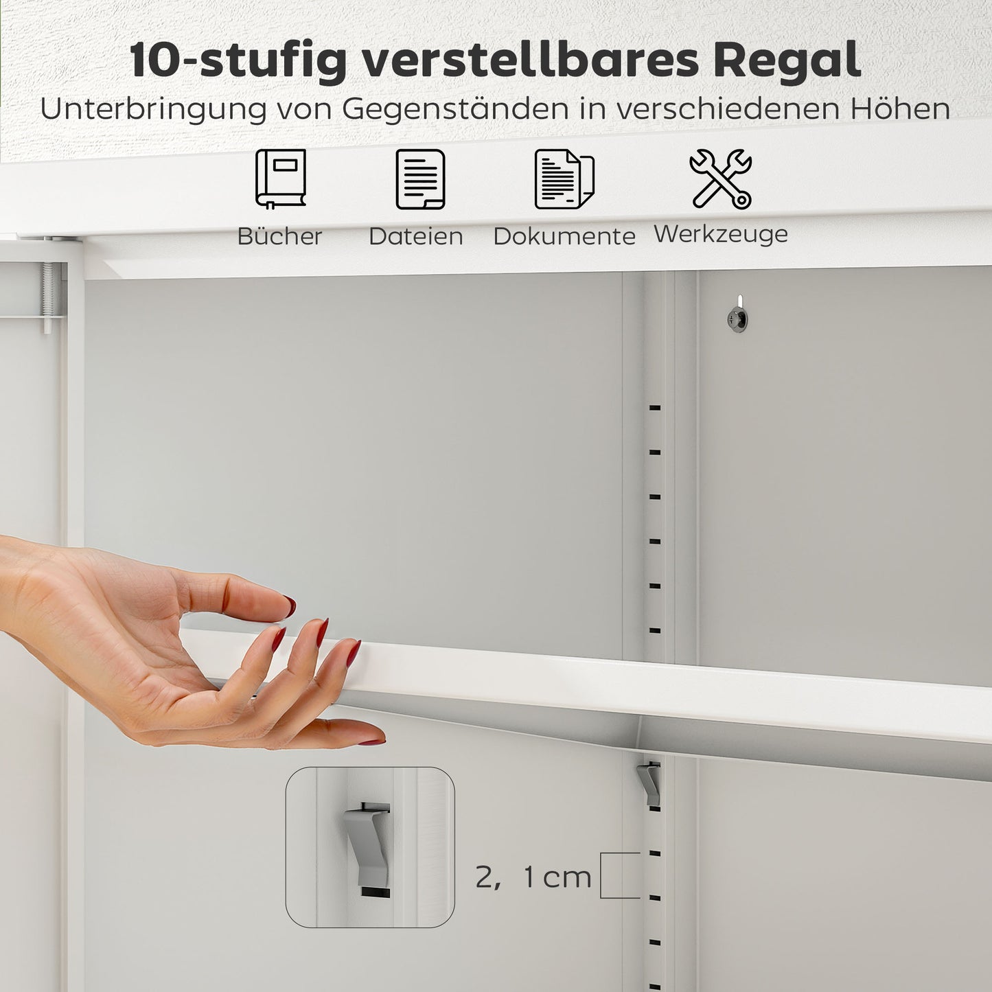 Stalen Opbergkast – Archiefkast – Kantoorkast – Lockerkast – Opbergkast Met Slot – Witte Afsluitbare Kast – Verstelbare Legplanken – Stevig En Veilig