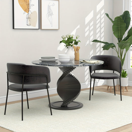 Eetkamerstoelen Set – Stoelen – Keukenstoelen – Woonkamerstoelen – Kuipstoelen – Fluwelen Bekleding – Metalen Frame – Grijs – 57x53x73 cm – Set van 2