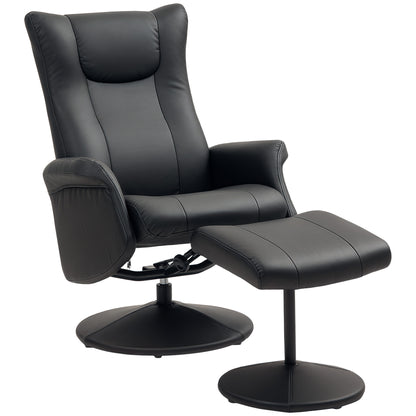 Relaxstoel – Fauteuil – TV-stoel – Draaistoel – Ligstoel – 360° Draaibaar – Verstelbare Rugleuning – Zwarte Kunstleren Bekleding – Draagkracht 150 Kg