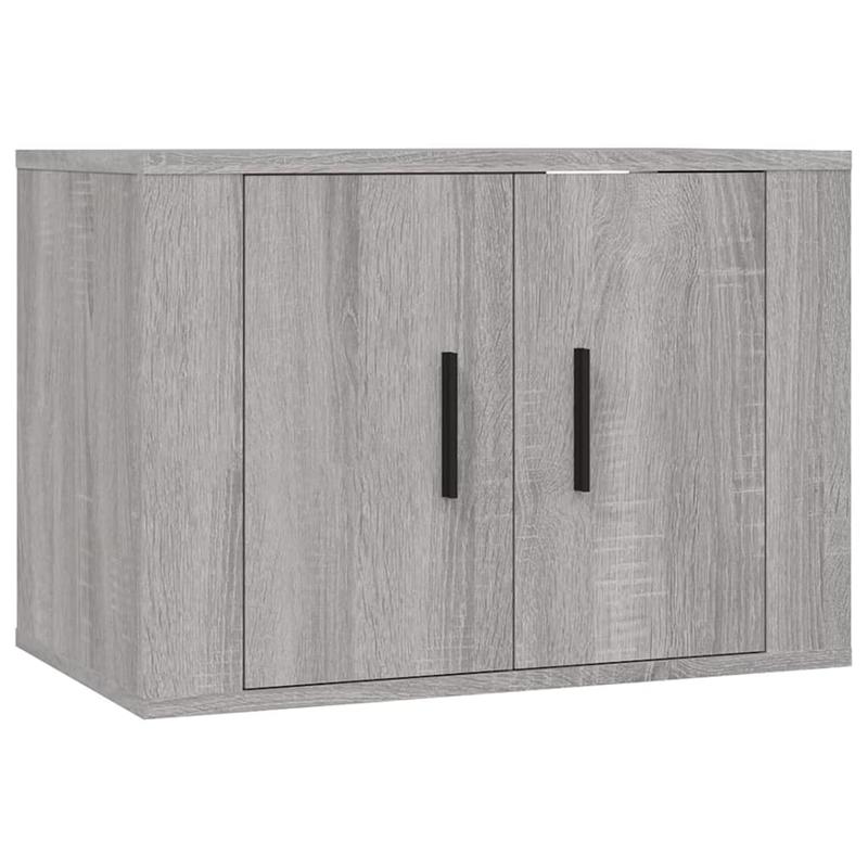 4pcs Modern Minimalist TV Stand Set with Wall-Mounted Storage - Gray Sonoma Wood Media Console, Space-Saving Design with Open & Closed Cabinets, Engineered Wood Construction, Easy Assembly, 27-Inch Height, Ample Storage for L