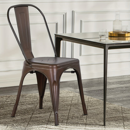 Barkrukken – Bistro Stoelen – Barstoelen – Keukenstoelen – Eetkamerstoelen – Set van 4 – Industrieel Design – Metalen Frame & Rugleuning – Zithoogte 44 cm – Stevig & Onderhoudsvriendelijk