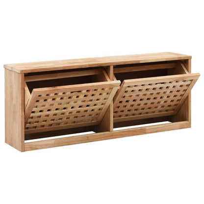 Schoenenbank – Schoenenkast – Schoenenrek – Opbergbank – Halmeubel – Massief Walnotenhout – Compact 94x20x38 cm – Flip-Top Met Opbergruimte