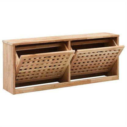 Solid Walnut Wood Shoe Storage Bench 94x20x38cm - Classic Entryway Long Window Bench, End of Bed Ottoman for Bedroom, Hallway, Living Room, Shoe Cabinet