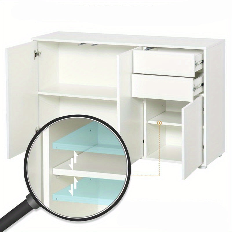 Opbergkast – Opbergmeubel – Kasten – Dressoir – Opbergruimte – Wit – 2 Lades & 3 Deuren – Duurzaam Hardhout & Kunststof Board – Ruimtebesparend & Direct Gebruiksklaar