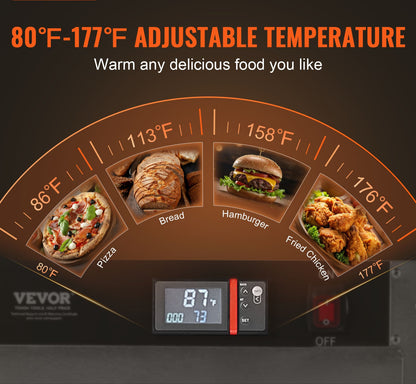 Voedselwarmer – Warmhoudkast – Hotbox – Eten Warmer – Food Cabinet – 4-laags – 201 RVS Behuizing – 360° Luchtcirculatie Met Waterschotel