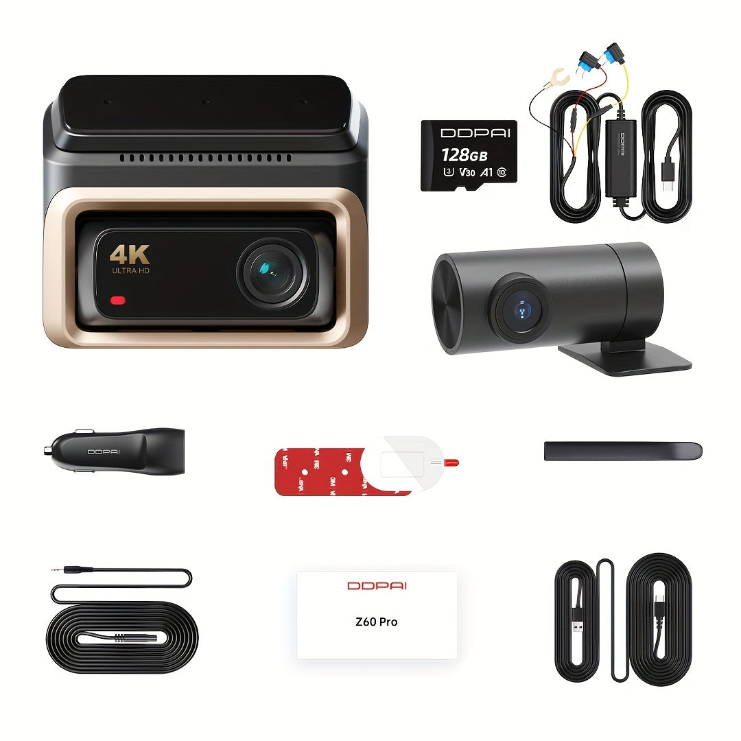 Dashcam – Auto Camera – Dashboardcamera – Voor- en Achtercamera – Dual Channel – Super Nachtzicht – 4K Front & Full HD Rear – Wifi Met App - QUORE