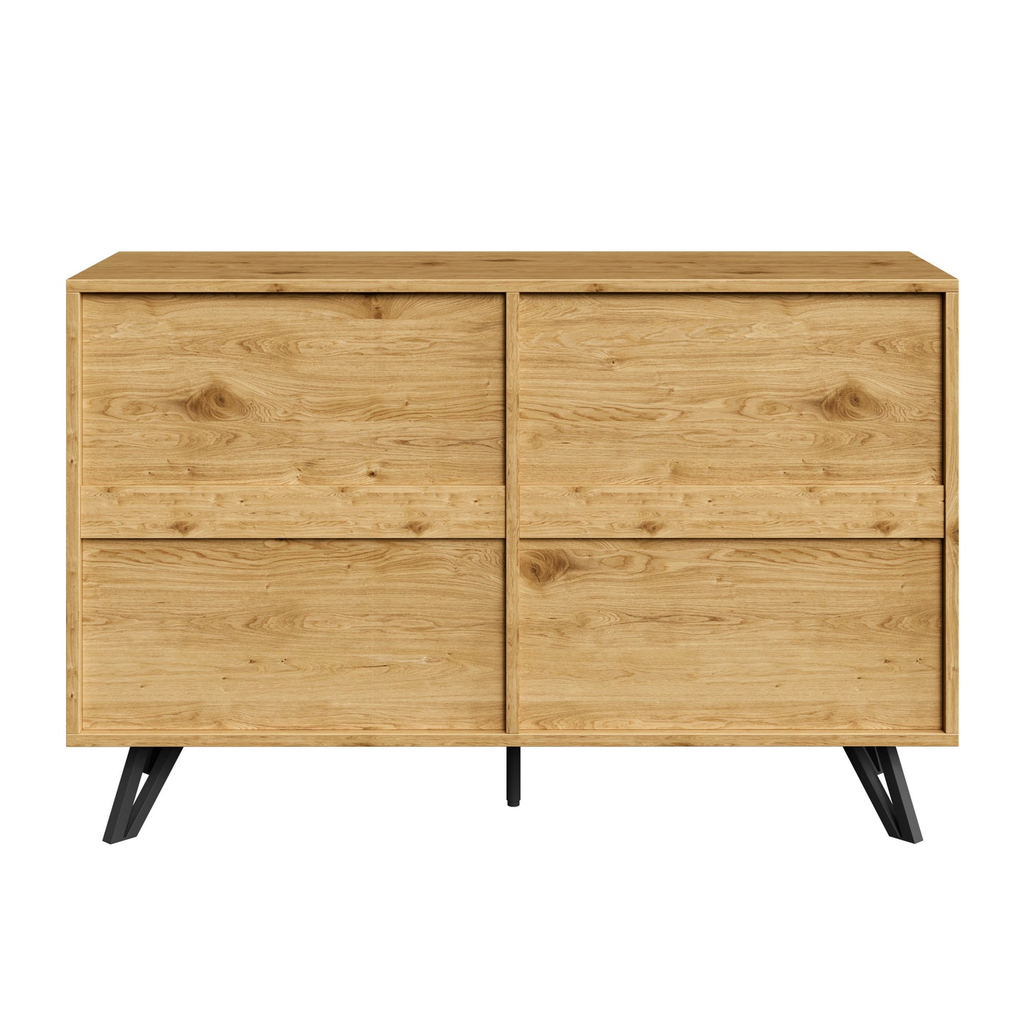 Sideboard – Dressoir – Opbergkast – Kast – Kledingkast – Scandinavisch Design – 6 Ruime Lades  – Natuurlijke Houtlook – 120x40x75,5 cm