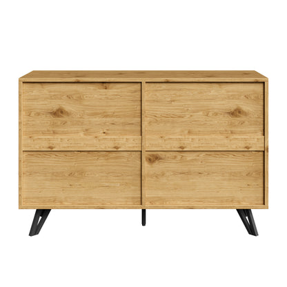 Sideboard – Dressoir – Opbergkast – Kast – Kledingkast – Scandinavisch Design – 6 Ruime Lades  – Natuurlijke Houtlook – 120x40x75,5 cm