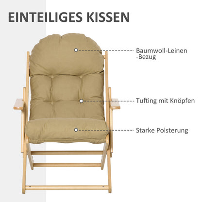 Inklapbare Stoel – Opvouwbare Stoel – Klapstoel – Eetkamerstoel – Loungestoel – Beukenhouten Frame – Verstelbare Rugleuning 3-standen – Zachte Afneembare Bekleding Bruin