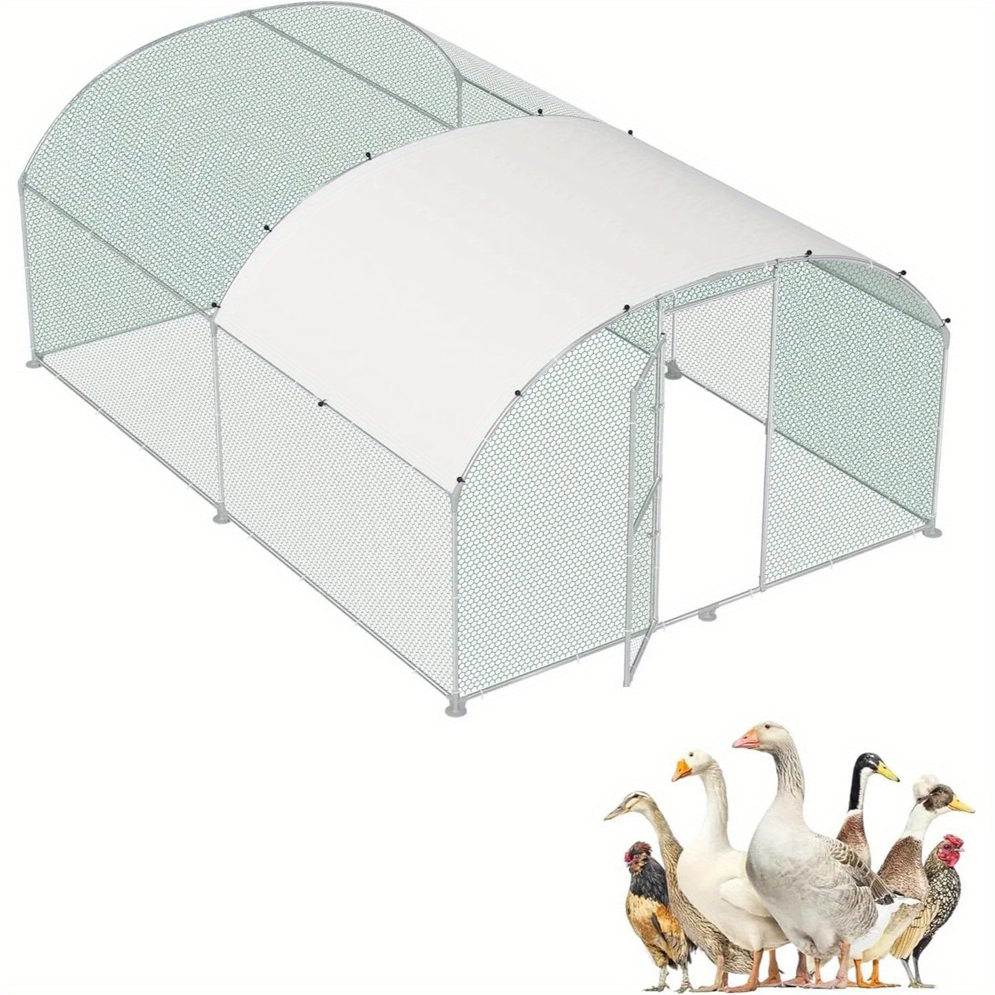 Kippenhok – Pluimveestal – Kippenren – Dierenhok – Buitenren – Aluminium Frame – Weerbestendig PE-Dak – 3x4 Meter – Veilig Deurslot – Ventilatie