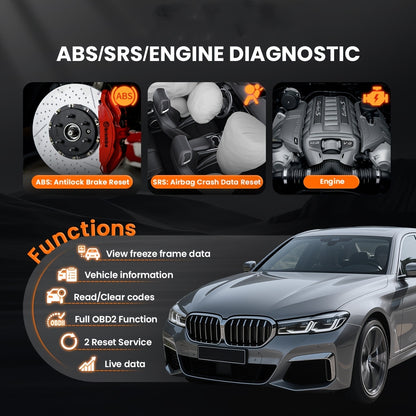 OBD2 Scanner – Codelezer – Diagnosetool – Autodiagnose – Foutcode Scanner – 5 Inch Kleurenscherm – 7 Onderhoudsresets
