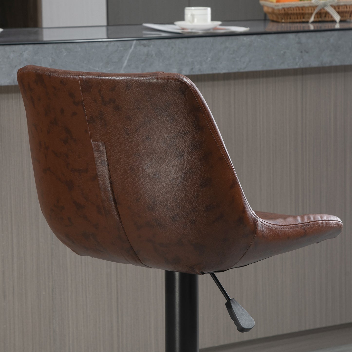 Barkrukken – Barstoelen – Keukenkrukken – Hoge Stoelen – Barkruk Set Bruin – Verstelbare Hoogte Tot 108 Cm – Stevig Zwart Metalen Frame