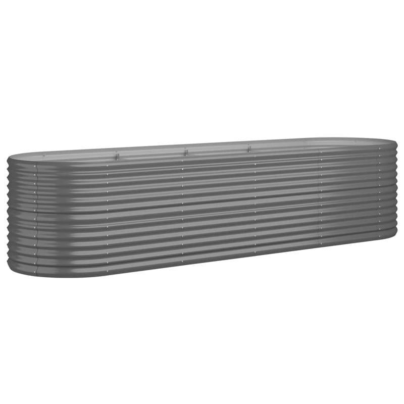Bloembak – Plantenbak – Plantenrek – Bloempot – Tuinbak – Stevig – Gepoedercoat Staal 296x80x68 cm Grijs