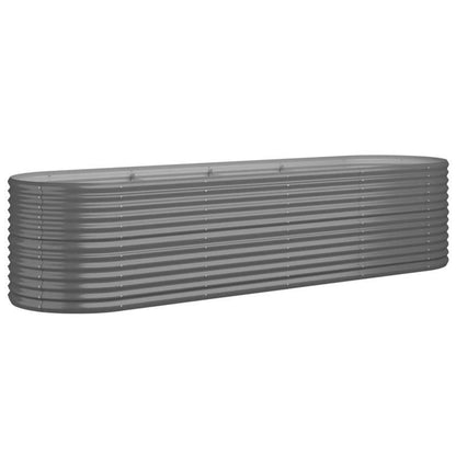 Bloembak – Plantenbak – Plantenrek – Bloempot – Tuinbak – Stevig – Gepoedercoat Staal 296x80x68 cm Grijs