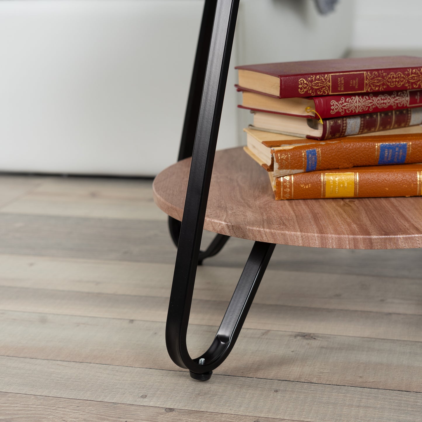 Salontafel – Koffietafel – Bijzettafel – Woonkamertafel – Compacte Tafel – Metalen Frame – 2-Lagen Opbergruimte – MDF Blad Bruin 46x46x45 cm