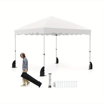Partytent – Tuinentent – Paviljoen – Vouwtent – Easy Up – 3x3 m – Waterafstotend Oxford Stof – Verstelbare Hoogte met Stevig Metalen Frame en Wieltjes