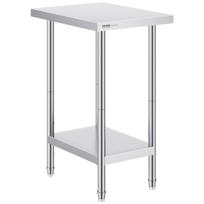 Werktafel – Werkbank – Werkbanktafel – RVS Tafel – Keukentafel – Roestvrij Staal – 60x45x86 cm – 3 Verstelbare Legplanken