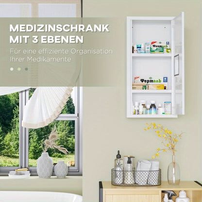 Medicijnkast – Medicijnkastje – Eerste Hulp Kast – Medicijn Opberger – Badkamerkast – Magnetische Sluiting – Metaal – 40x15x53,5 cm – Wandmontage – Compact