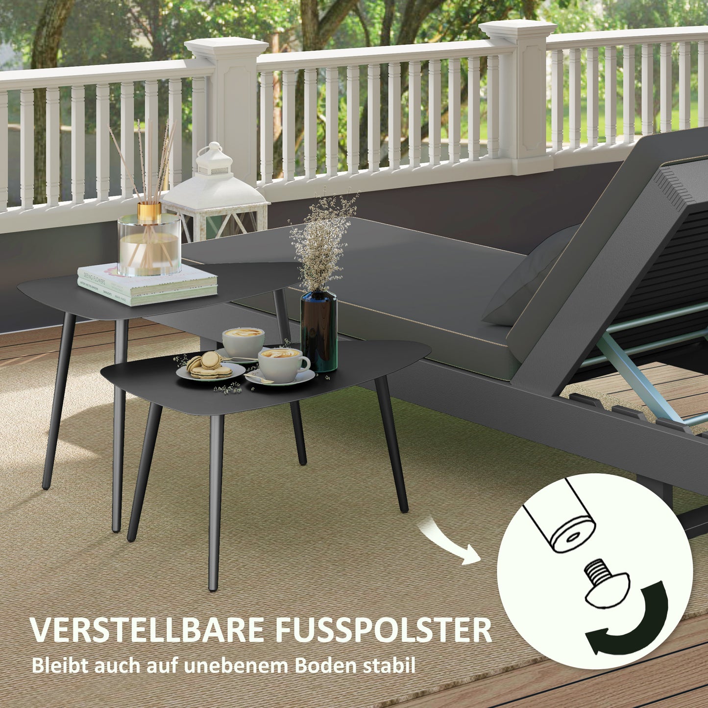 Bijzettafel – Bijzettafels – Salontafel – Banktafel – Nachtkastje – Weerbestendig Stalen Frame – Modern Driehoekig Design Zwart