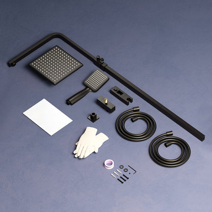 Complete Shower System Set with Thermostat & Waterfall Shower Head - Modern Wall-Mounted Bath Faucet, No Electricity Needed, Easy Installation