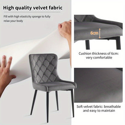 Eetkamerstoelen – Keukenstoelen – Bureaustoelen – Stoelen Met Rugleuning – Velvet Gestoffeerde Stoel 2 Stuks – Ergonomisch Ontwerp – Zwarte Metalen Poten