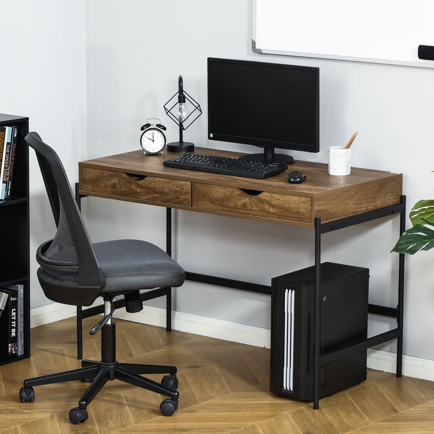 Industriële Bureau – Werktafel – Computertafel – Bureau Met Laden – Stijlvol Bureau – Groot Werkoppervlak 110x55 cm – Stevig Metalen Frame