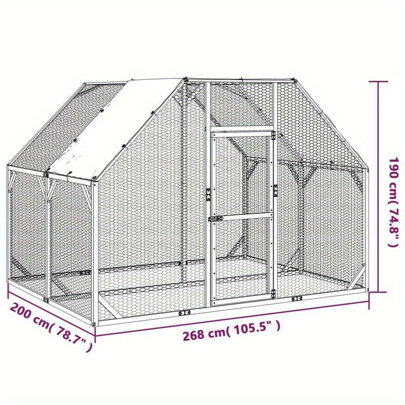 Poulailler 268x200x190cm Stainless Steel Small Animal Habitat - Multi-Level Outdoor Shelter with Mesh Panels, Durable & Lightweight Design for Small Pets, Indoor/Outdoor Use, Pet Shelter, Reinforced Structure, Sturdy Construc