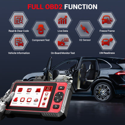 OBD2 Scanner – Autodiagnose Scanner – Foutcode Lezer – Diagnoseapparaat – Auto Scanner – 4 Systemen Diagnose Motor ABS Airbag – 7 Resetfuncties Inclusief Olie Rem Batterij
