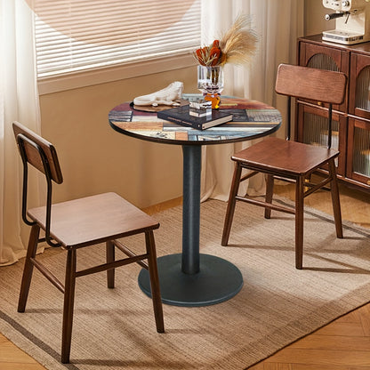 60x60x72cm Round Pedestal Table - 4-Seater Commercial Grade Solid Wood Modern Round Dining Table with Sturdy Central Base, Space-Saving Design for Restaurants, Cafes, Bistros & Home Use - Ideal for Small Spaces, Durable & Eas