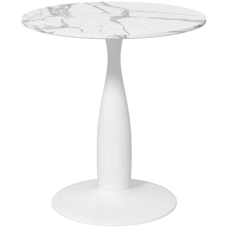 Round dining table, powder-coated steel, MDF with melamine, non-slip feet, 70 x 74cm, white, Spacesaving Table, Home Dining, Contemporary Table, Modern Round Table, Melamine Finish, Durable Construction, Round Table