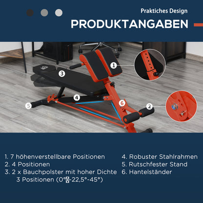 Verstelbare Fitnessbank – Multifunctionele Trainingsbank – Gewichtbank – Buikspierbank – Home Gym Bank – Zwart Rood – Stalen Frame – 7-Voudig Verstelbaar