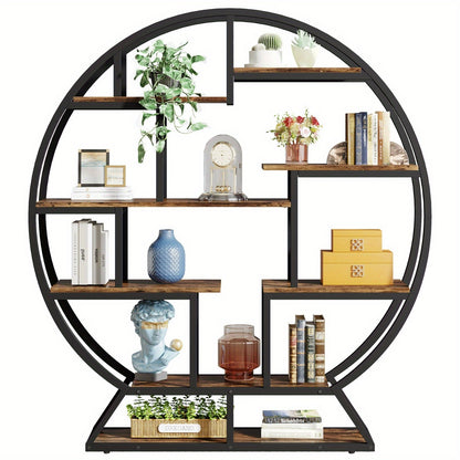 Boekenkast – Boekplank – Boekenrek – Open Kast – Opbergkast – Rustic Brown – Ruimtebesparend Verticaal Design – Stevig Houten Frame Met Metalen Steunen
