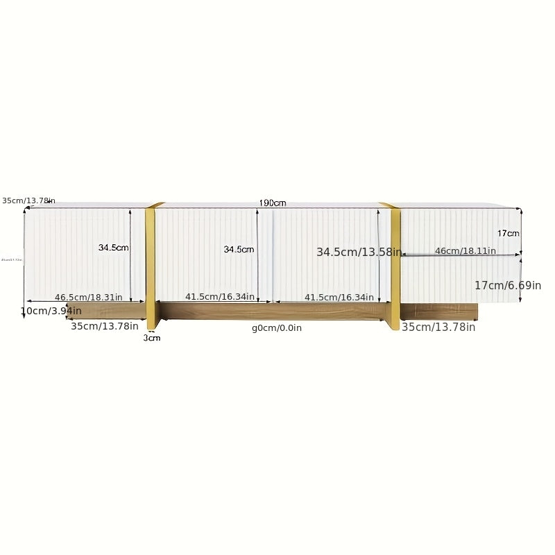 Tvmeubel – Televisiekast – Tv Kast – Tv Meubel – Tv Dressoir – 190 cm – Met 3 Deuren en 2 Lades – Lichtgewicht en Modern Design