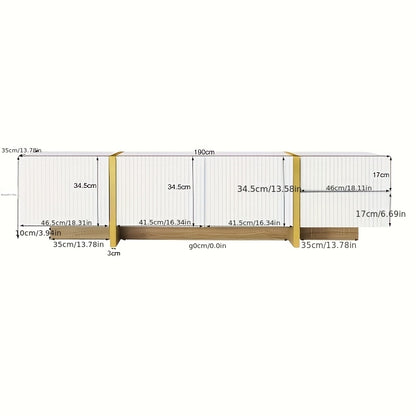 Tvmeubel – Televisiekast – Tv Kast – Tv Meubel – Tv Dressoir – 190 cm – Met 3 Deuren en 2 Lades – Lichtgewicht en Modern Design