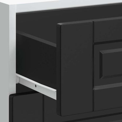 Zwarte Keukenkast – Houten Opbergkast – Keukenmeubel – Ladekast – Vloerkast – Stevige Hardhouten Constructie – 3 Ruime Lades